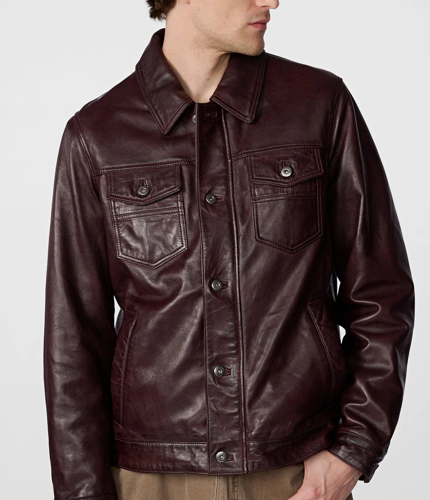 Men’s Leather Trucker Jacket