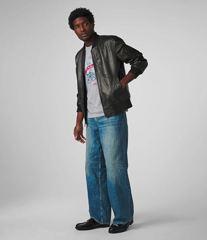 Medium Men's Classic Leather Bomber Jacket - skyjackerz