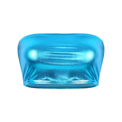 Women Leather Rave Tube Top - skyjackerz