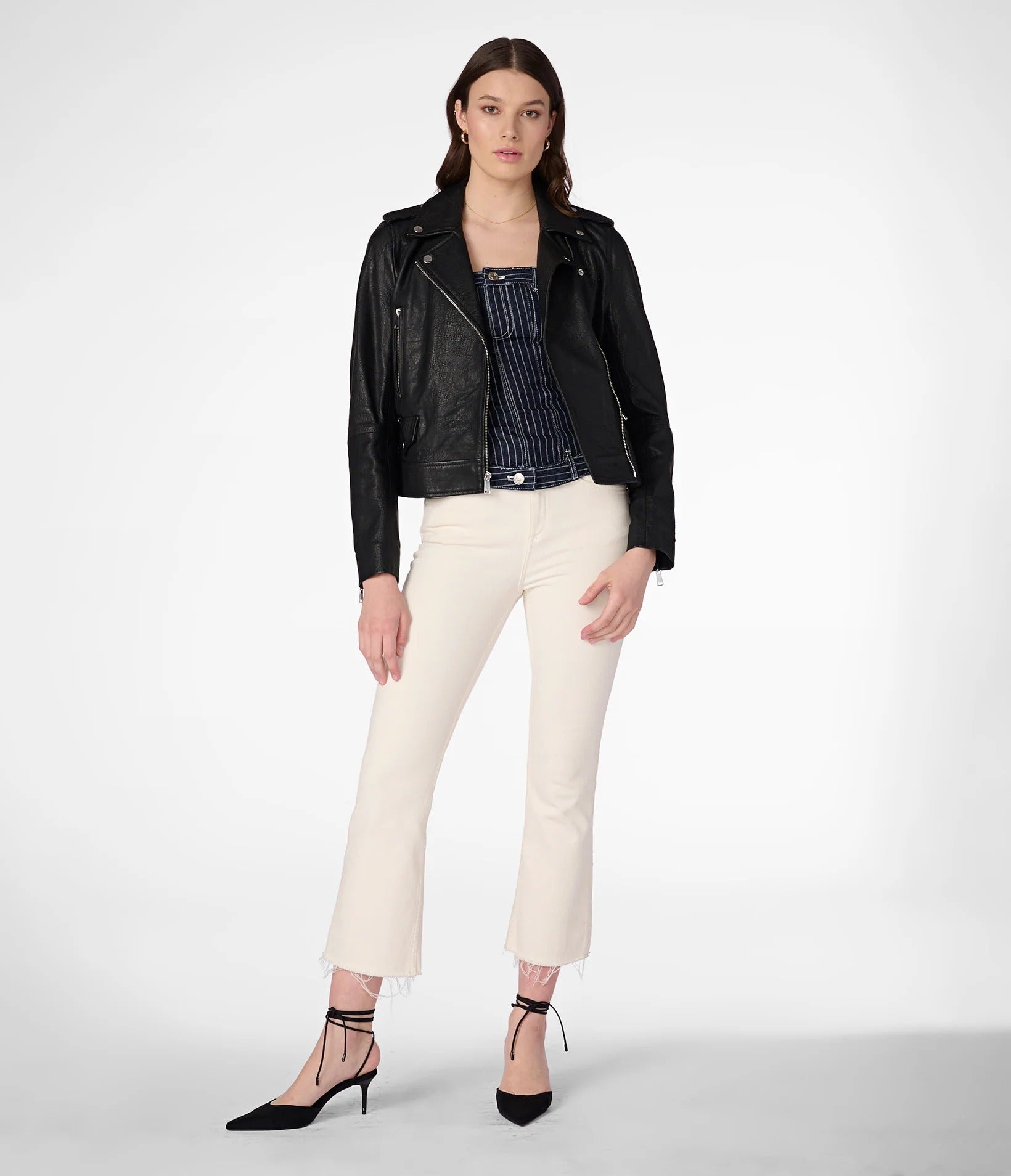 X Small Women's Textured Asymmetrical Leather Jacket - skyjackerz