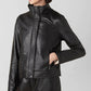 Women's Leather Jacket with Stand Collar