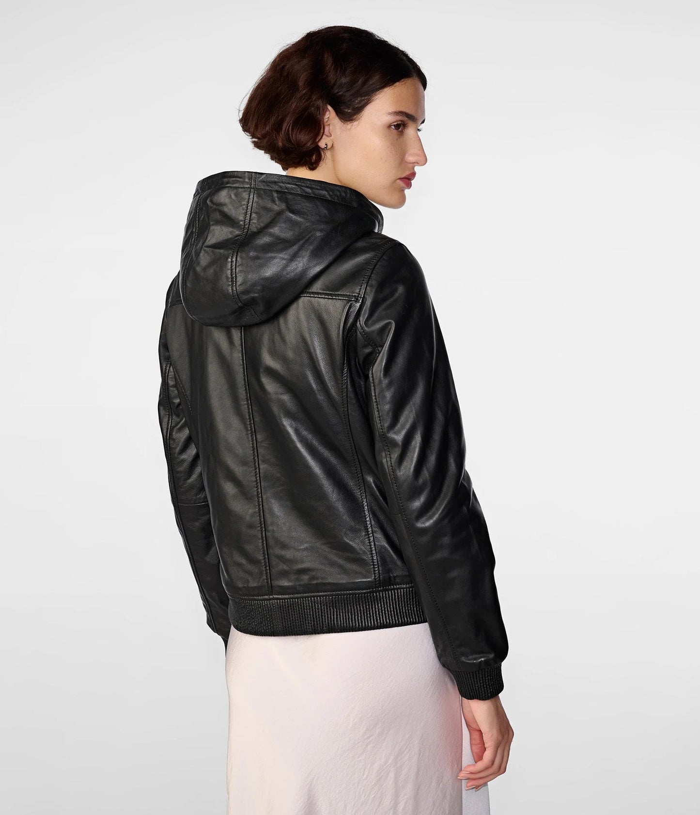 Women's Hooded Casual Leather Jacket