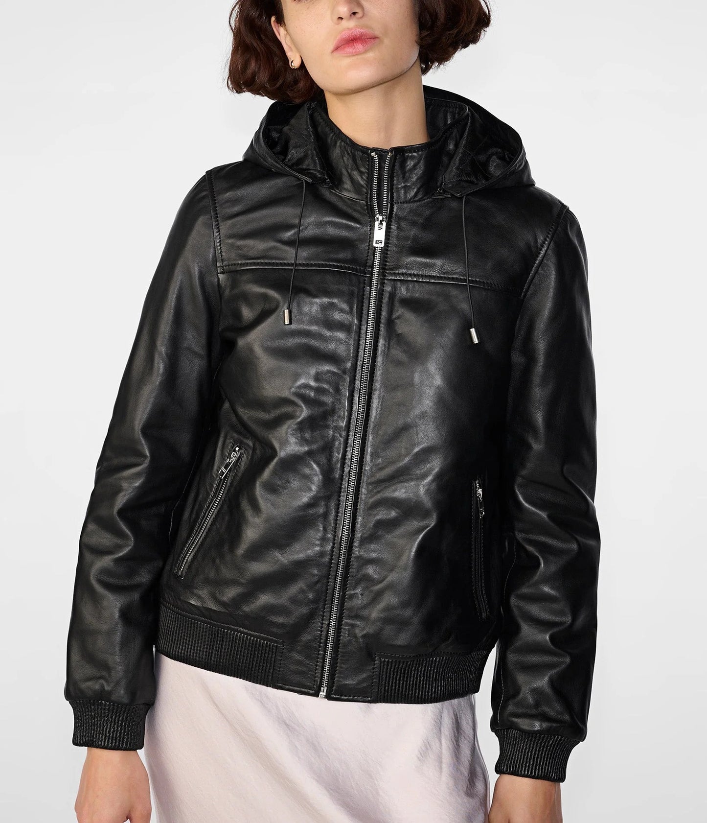 Women's Hooded Casual Leather Jacket