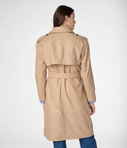 Small Women's Soft Leather Trench Coat - skyjackerz