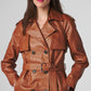 Small Ayla Women's Leather Trench Coat with Belt - skyjackerz