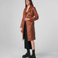 Small Ayla Women's Leather Trench Coat with Belt - skyjackerz