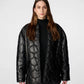 Leather Quilted Cropped Jacket for Women