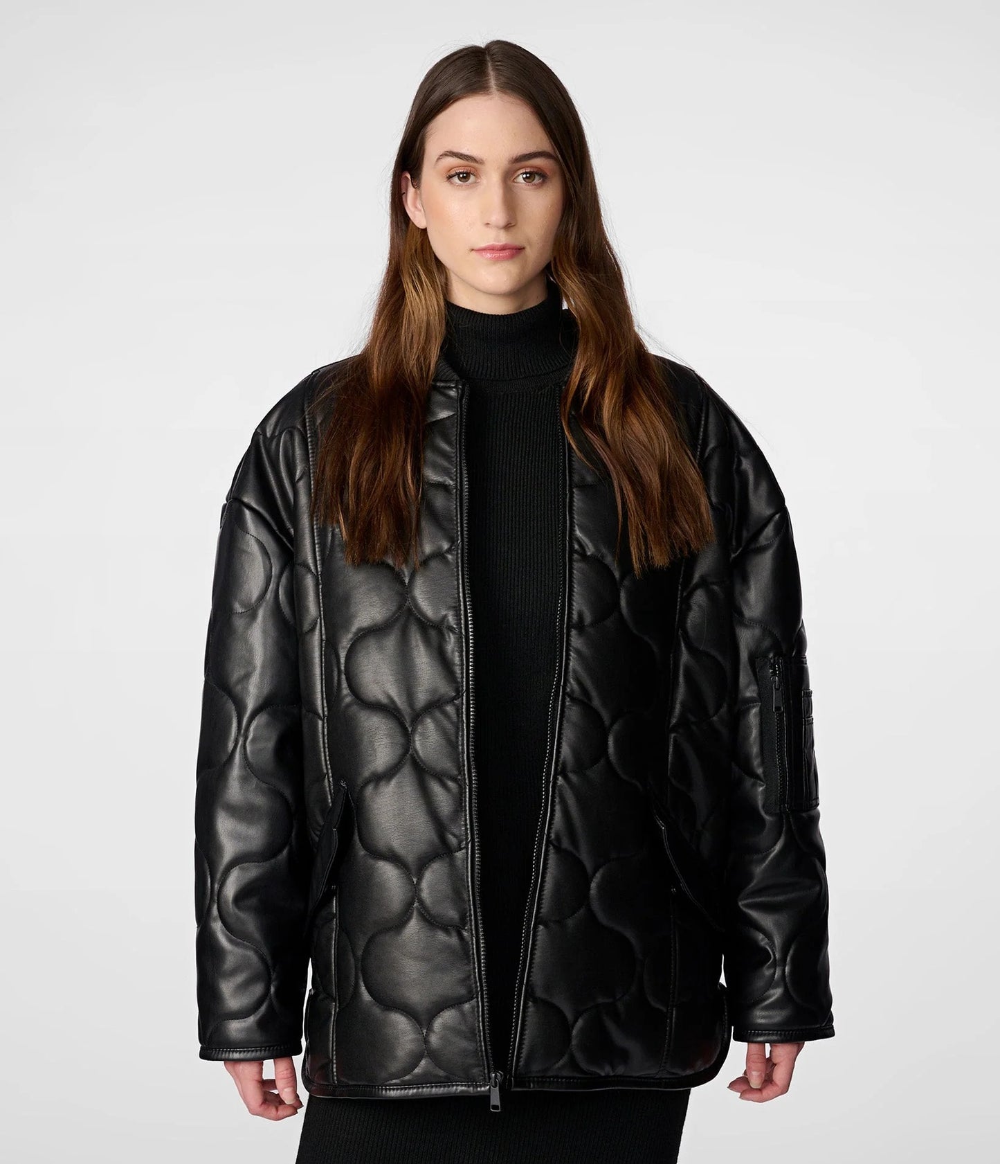 Leather Quilted Cropped Jacket for Women