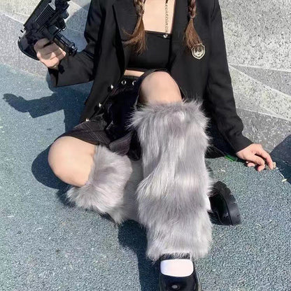 Gray-25cm / One-Size Women's Furry Leg Stockings - skyjackerz