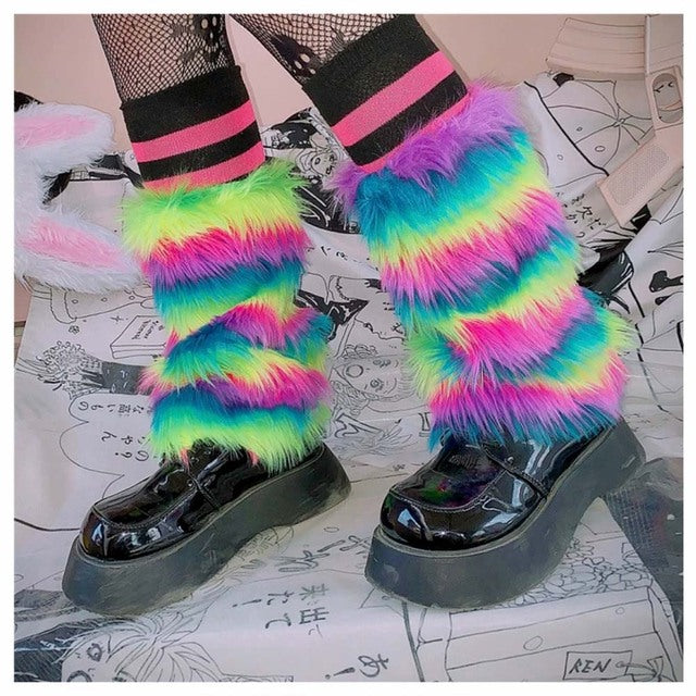 Colorful-25cm / One-Size Women's Furry Leg Stockings - skyjackerz