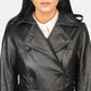 Small Women's Black Leather Coat - skyjackerz