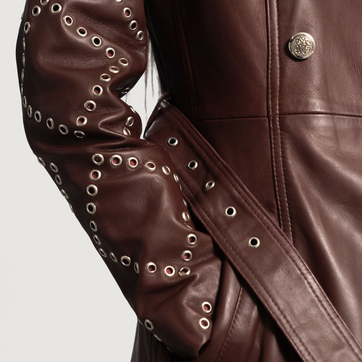 Small Women's Stylish Studded Trench Coat - skyjackerz