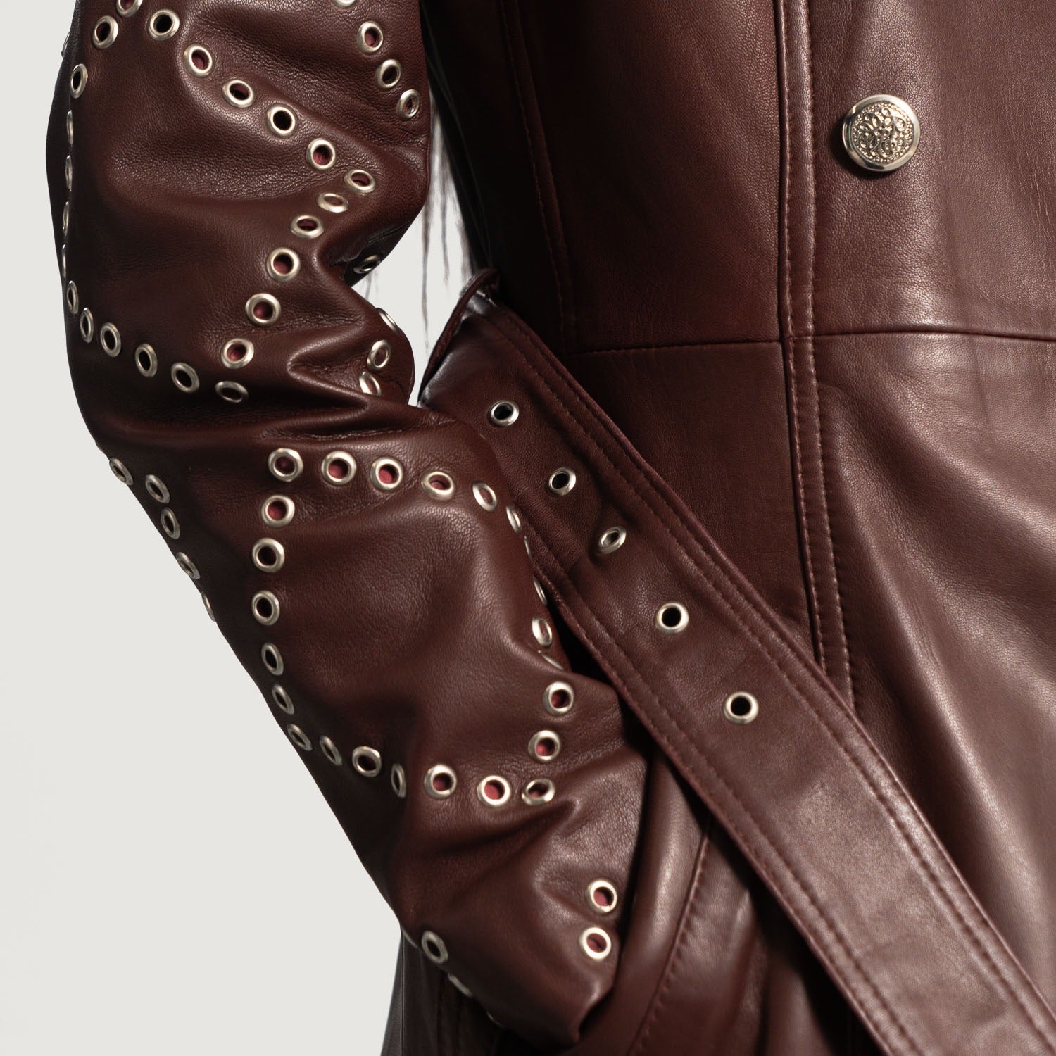 Small Women's Stylish Studded Trench Coat - skyjackerz