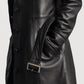 Small Women's Black Leather Trench Coat - skyjackerz