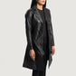Small Women's Black Leather Trench Coat - skyjackerz