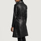 Small Women's Black Leather Trench Coat - skyjackerz