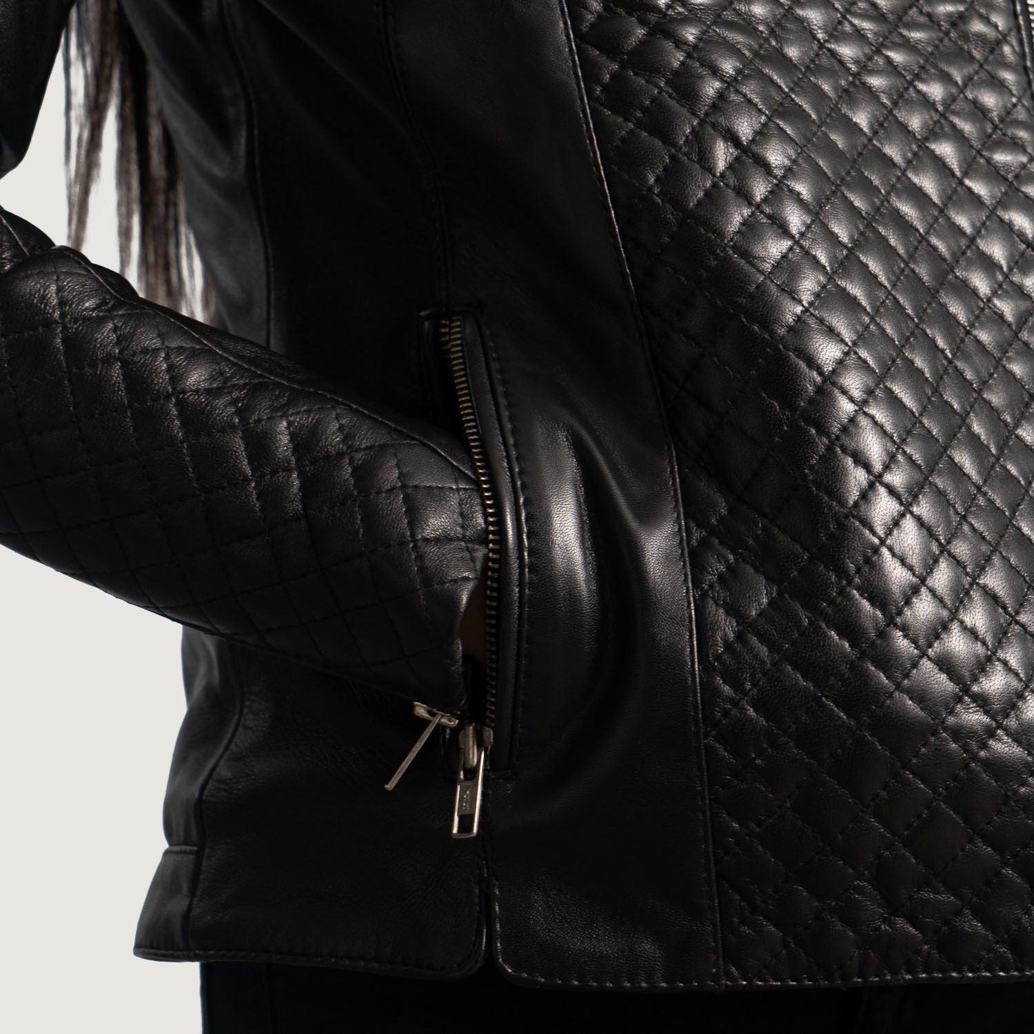 X Small Women Orient Quilted Biker Jacket - skyjackerz