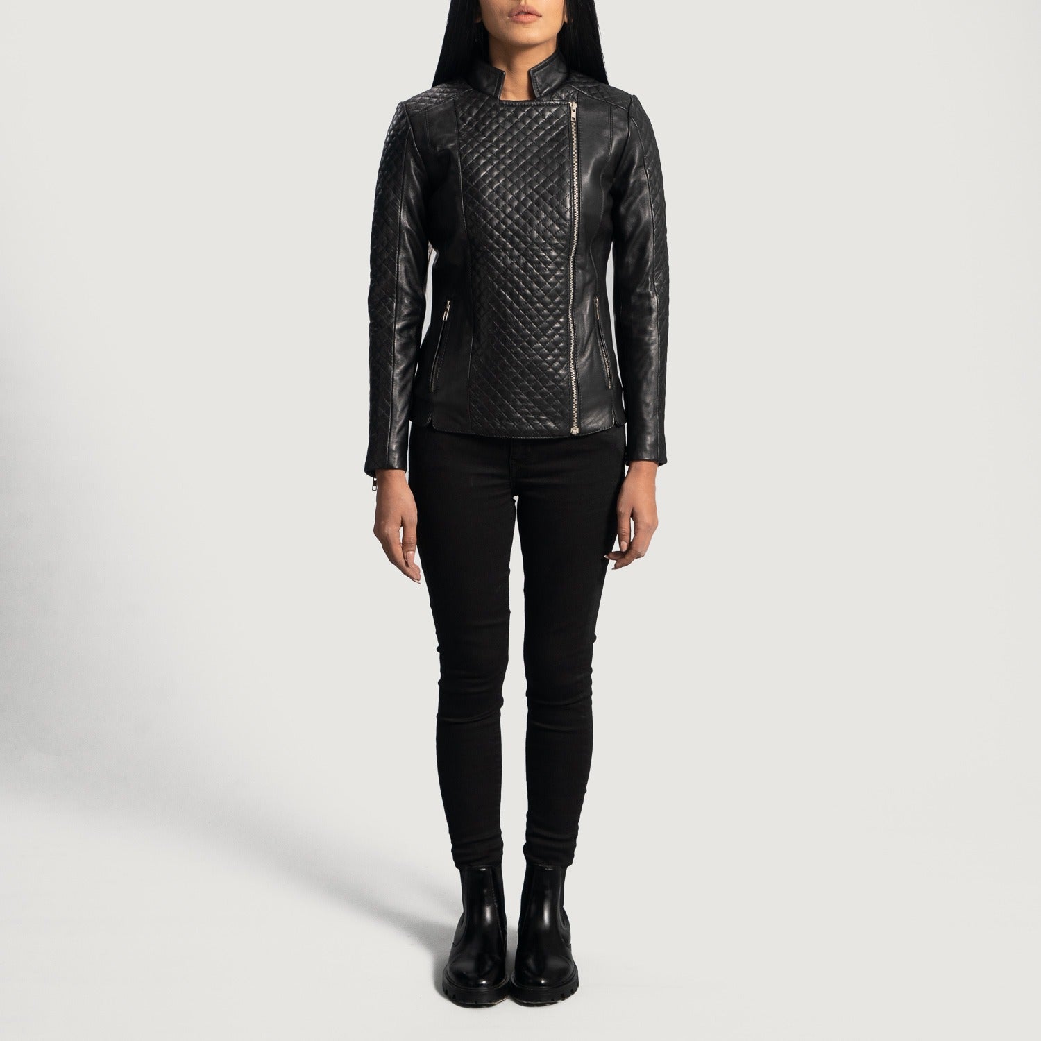X Small Women Orient Quilted Biker Jacket - skyjackerz