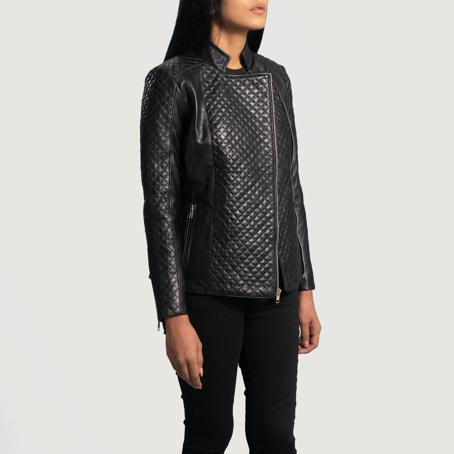 X Small Women Orient Quilted Biker Jacket - skyjackerz