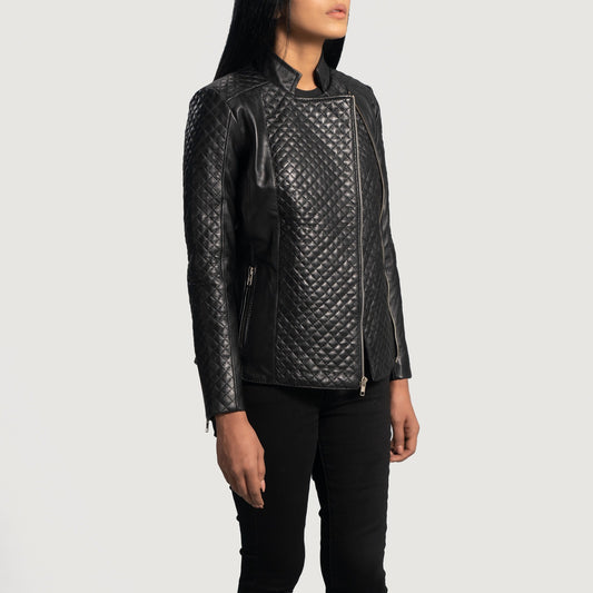 X Small Women Orient Quilted Biker Jacket - skyjackerz