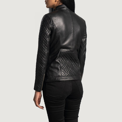 X Small Women Orient Quilted Biker Jacket - skyjackerz