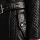 Small Women's Quilted Black Leather Trench Coat - skyjackerz