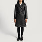 Small Women's Quilted Black Leather Trench Coat - skyjackerz