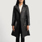 Small Women's Quilted Black Leather Trench Coat - skyjackerz