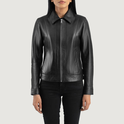 X Small Women Vixen Black Leather Jacket - skyjackerz