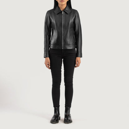 X Small Women Vixen Black Leather Jacket - skyjackerz