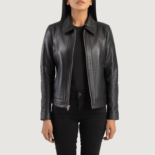 X Small Women Vixen Black Leather Jacket - skyjackerz
