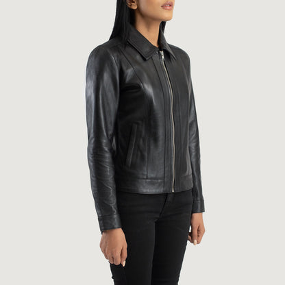 X Small Women Vixen Black Leather Jacket - skyjackerz