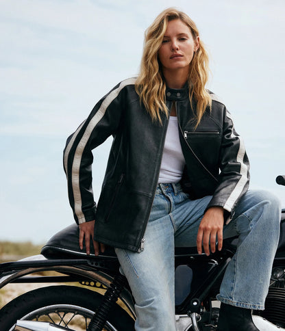 X Small Women's Oversized Striped Racer Jacket - skyjackerz