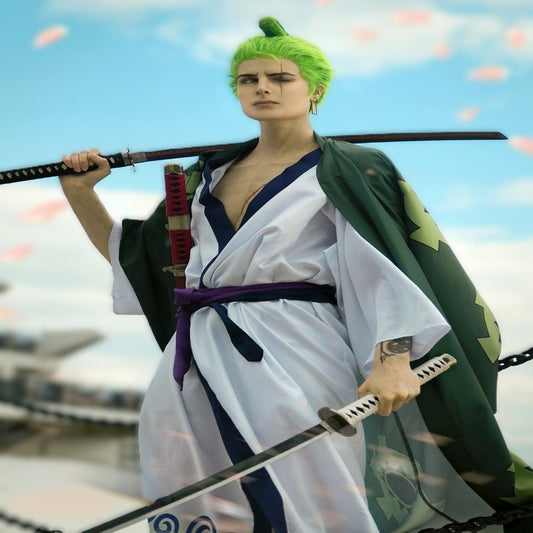 Full Set / S Roronoa Zoro Wano Kimono Costume - skyjackerz