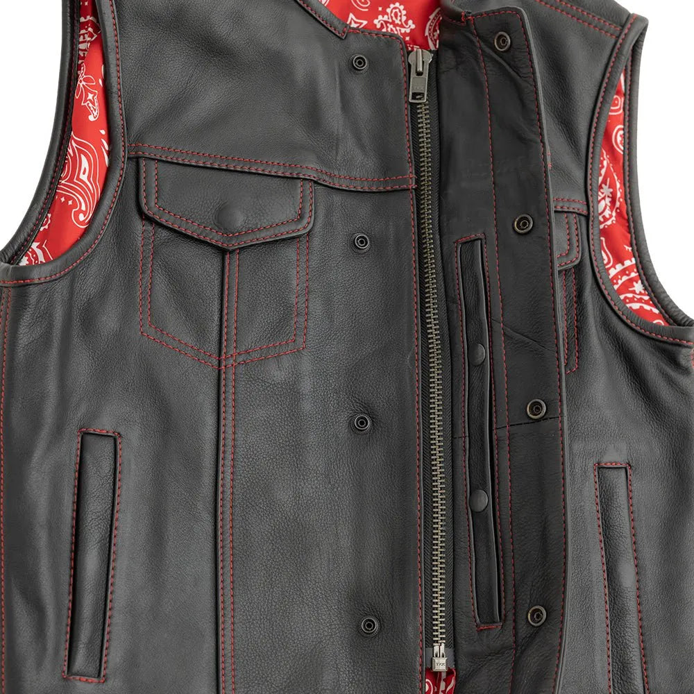 White / Small Bandit - Men's Motorcycle Leather Vest - skyjackerz