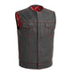 Red / Small Bandit - Men's Motorcycle Leather Vest - skyjackerz