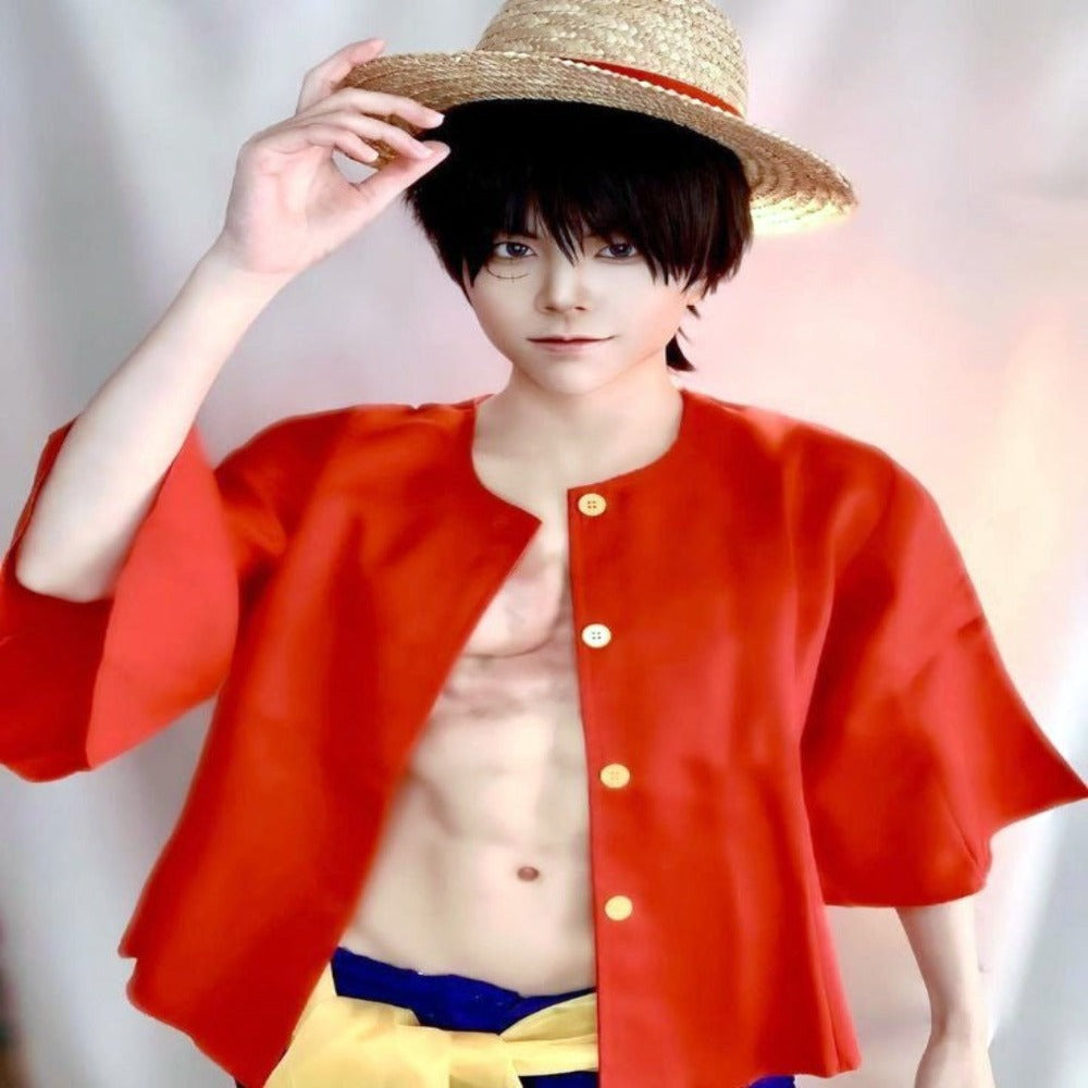 One Piece Cosplay Costume Monkey D Luffy 1st Generation unisex full set  clothes (Vest+Shorts+Hat), roupa do luffy cosplay 