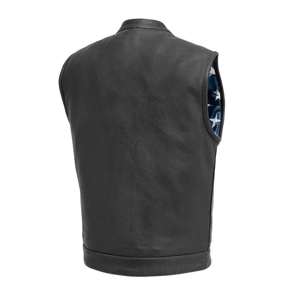 Black / Small Born Free - Men's Motorcycle Leather Vest - skyjackerz