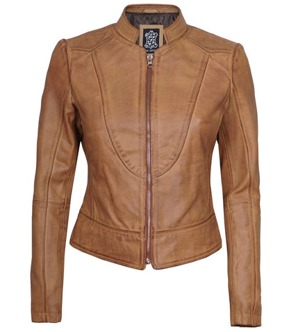 X Small Women Camel Racer Jacket - skyjackerz