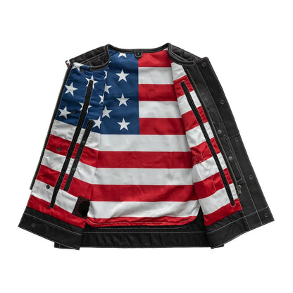 Small Captain Men's Club Style Leather Vest - skyjackerz
