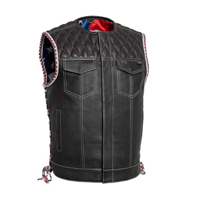 Small Captain Men's Club Style Leather Vest - skyjackerz