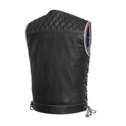 Small Captain Men's Club Style Leather Vest - skyjackerz