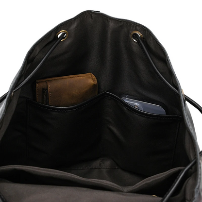 Coffee RusticRidge Leather Backpack - skyjackerz