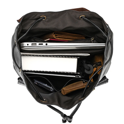 Coffee RusticRidge Leather Backpack - skyjackerz