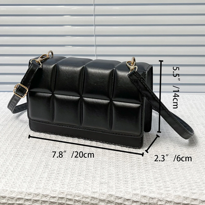 Black Women's Leather Shoulder Bag - Chocolate Pattern Crossbody - skyjackerz