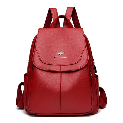 Red Vintage Leather Backpack for Women - Leather Bagpack - skyjackerz