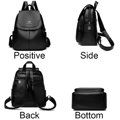 Black Vintage Leather Backpack for Women - Leather Bagpack - skyjackerz