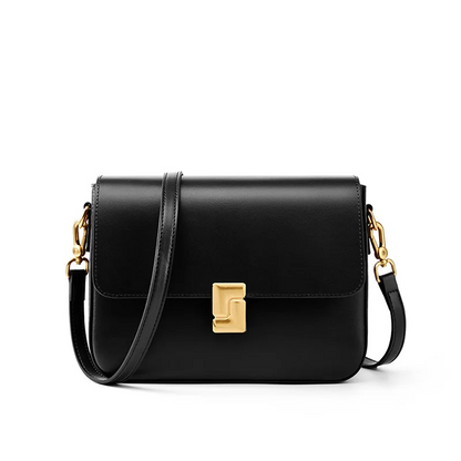 Black Women's Leather Crossbody Purse - Classic Charm - skyjackerz