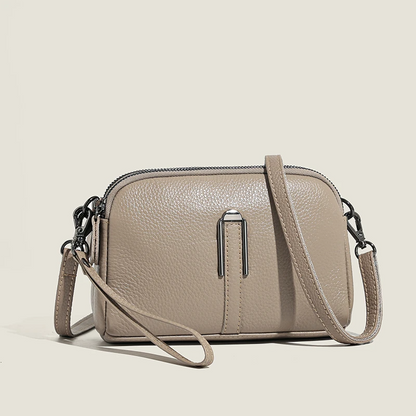 Khaki Women's Leather Crossbody Purse - Compact and Elegant - skyjackerz