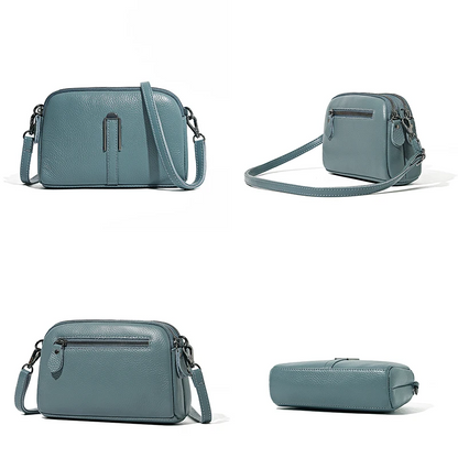 Blue Women's Leather Crossbody Purse - Compact and Elegant - skyjackerz